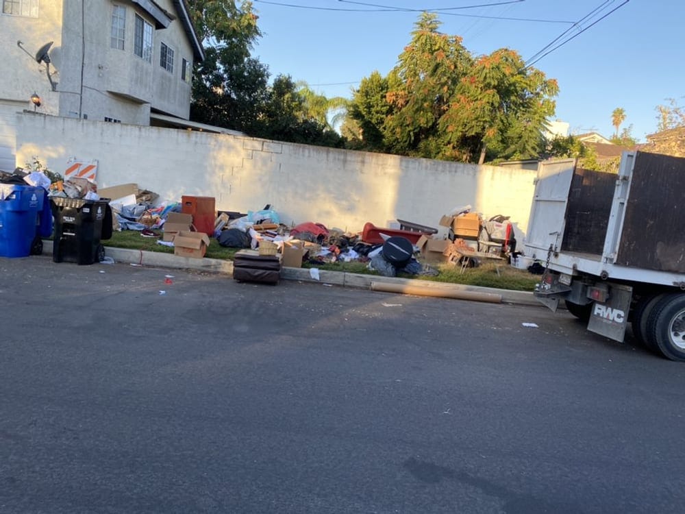 Bulk waste lined along the street outside an apartment and condo block in Largo, FL